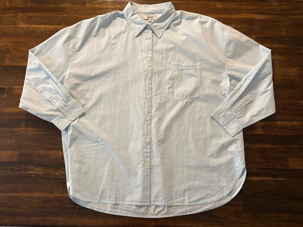 Madewell Women’s 2X The Easy Shirt 100% Cotton Poplin Button Front Long Sleeve